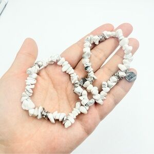 Kinsley Armelle HOWLITE SILVER PEPPER Bracelet Two Sets